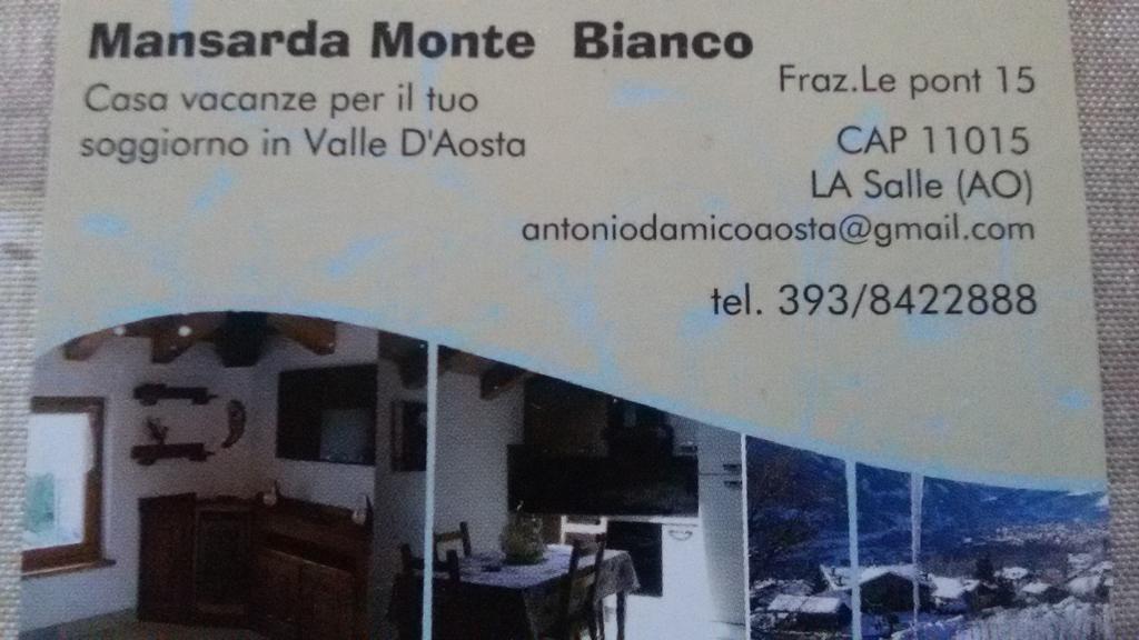 דירות לה סאלה Mansarda Monte Bianco מראה חיצוני תמונה